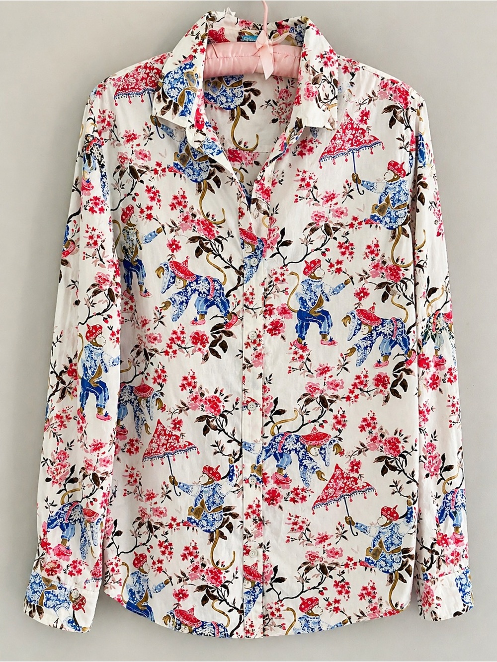 J. McLaughlin Monkey Print Button Down Top- Size S